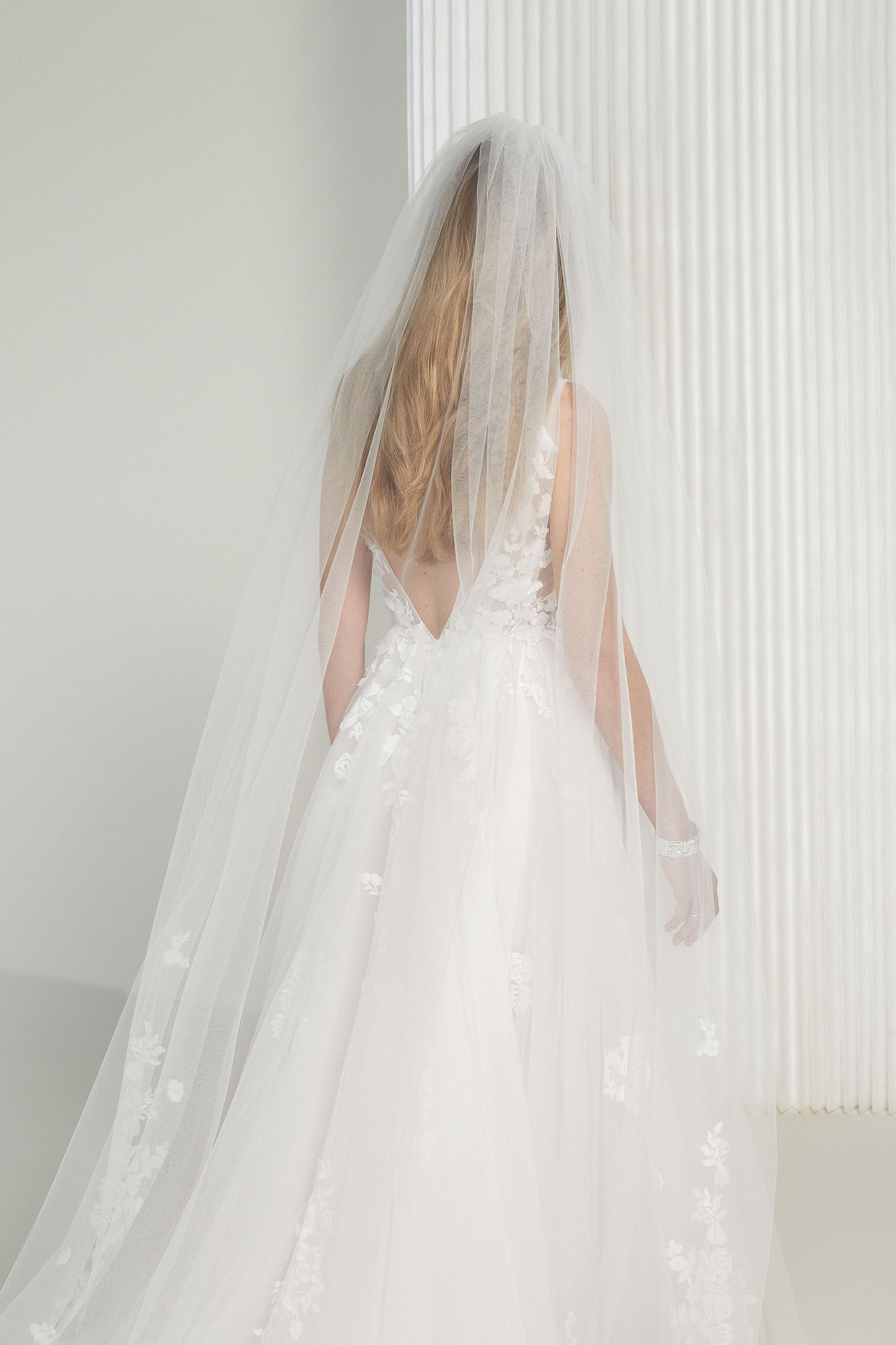 KATHARINE: Tulle A-Line Wedding Gown with 3D Floral Appliqués 